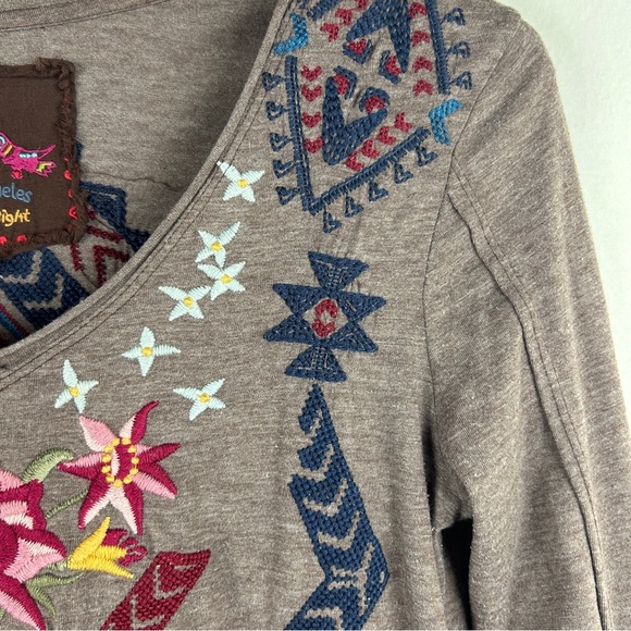 Johnny Was Blouse Womens Small Long Sleeve Scoop Neck Embroidered Tunic boho - Picture 3 of 8